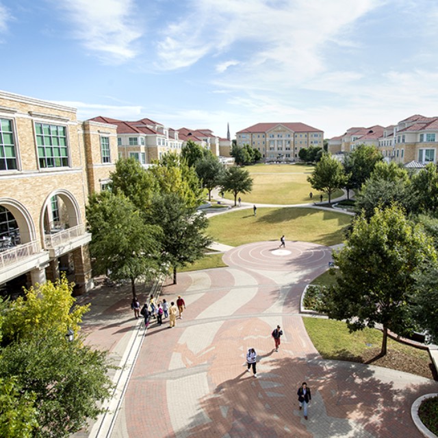 A panoramic view of the ɫ Campus Commons as seen from the University Union balcony