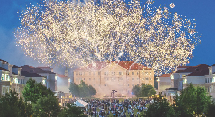 Fireworks display over the ɫ Campus Commons