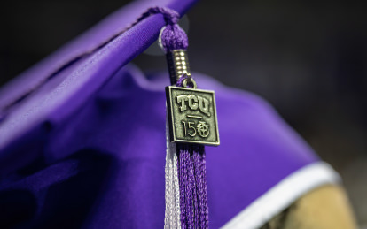 Commencement mortarboard cap with ɫ 150 charm on tassel